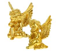 Ciieeo 2 Piezas Adornos de angelitos Interior hogar Lilo Figurilla ala ángeles en Miniatura Adornos de Resina Linda Estatua de Resina estatuas de ángeles Angeles Golden