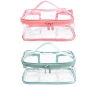 Ciieeo 2 Piezas Bolsa de Cosméticos Transparente de PVC y Ligera, Estuche Multifuncional para Maquillaje y Toallitas, Adecuado para Camping y Viajes