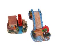 Ciieeo 2 Piezas Cabina De Rueda De Agua Falso Acuarios Decoración Tanque Kits De Pecera Peces Cueva del Acuario Puente De Acuario para Pecera Decoraciones para Acuario