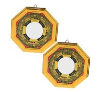 Ciieeo 2 Piezas Espejos Bagua Cóncavos de Aleación Espejos Feng Shui Reflectantes para Protección y Prosperidad Negocios y Hogar Decoración Artesanal con Diseño para