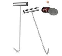 Ciieeo 2 Piezas Ganchos Elevadores de Acero Inoxidable para Tapas de Alcantarilla T Mango Ergonómico Antideslizante Herramienta Resistente para Rejillas de Drenaje y Puertas Enrollables