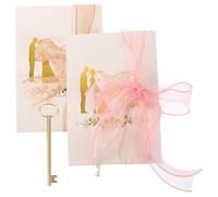 Ciieeo 2 Piezas Tarjetas de Votos para Boda con Cinta Tarjetas de Discurso Nupcial Papel Resistente Decoración Elegante para Banquetes y Regalos para Novios Color