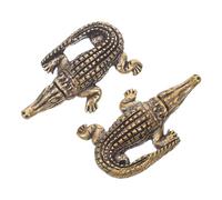 Ciieeo 2 Pomos de Cajón de Latón en Color Dorado Envejecido Diseño de Cocodrilo, Mini Tiradores Vintage para Muebles de Cocina, Baño y Armarios, Manijas Decorativas Resistentes y Fáciles