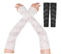 Ciieeo 2pares Brazaletes De Encaje Para Mujer De Mangas De Encaje Estampado Floral Codo Elegantes Fundas Para Brazos Para Bodas Fiestas De Té