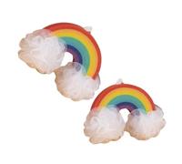 Ciieeo 2piezas Bolas De Baño Arcoíris Esponjas Exfoliantes Para Ducha Suaves Para Cuerpo Infantil Coloridas Para Lavar Baño
