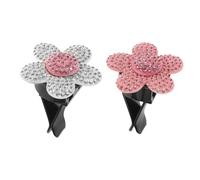 Ciieeo 2piezas Clip Metálico De Ventilación Con Flores De Gemas Decoración De Coche Para Mujeres Accesorio De Arte Brillante