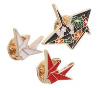 Ciieeo 3 Broches de Grulla de Papel en Aleación Negra, Pines Creativos y Resistentes para Adornar en Fiestas y Eventos Casuales de Mujer