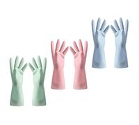 Ciieeo 3 Pares de Guantes de Cocina Impermeables y Finos, Talla M, de Goma Resistente y Antideslizantes, para Lavar Platos, Jardinería y Limpieza Doméstica Color Color Aleatorio