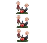 Ciieeo 3 Piezas Estatua Resina Ancianos Decorativa Romántica para Escritorio y Comedor Regalo para Padres Aniversario y San Valentín Adorno Hogar Versátil