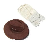 Ciieeo 3 Piezas Sombrero de Apicultura Vaquero con Velo de Red, Guantes de Piel de Oveja, Protector para Abejas y Otros Insectos, Cómodo y Transpirable para Pasear y Dormir al Aire Libre