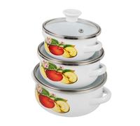 Ciieeo 3 Uds. De Ollas Esmaltadas con Tapas Ollas Vintage A Fuego Lento Ollas De Cocina Retro Ollas para Estofado con Asas Durales Cacerolas Ollas para Sopa Color