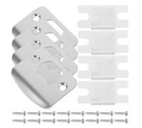 Ciieeo 4 Juegos Placa de Refuerzo para Cerrojo D Tipo Guía Metálica para Pestillo Puertas de Madera de Unidades con Tornillos Acero Inoxidable para Cierre Seguro