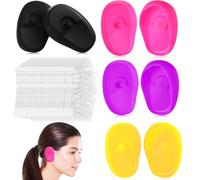 Ciieeo 4 Pares de Auditivos de Silicona Reutilizables Transparentes 100 Cubiertas Desechables para Ducha y Tinte de Cabello en Peluquería, Orejeras Ajustables para Protección contra Agua