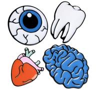 Ciieeo 4 Piezas Broches Creativos de Órganos con Esmalte Diseños de Corazón Ojo Diente y Cerebro para Ropa Mochilas y Accesorios Regalo para Fiestas