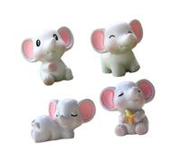Ciieeo 4 Piezas Estatuas de Elefante de Resina Rosa de Figuras Decorativas para Hogar Jardín y Interior de Coche Figuritas Animales Resistentes y Adorables para Regalos y Decoración