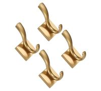 Ciieeo 4 Piezas Gancho de Pared de Metal Dorado, Aleación de Aluminio | Almacenaje Mural, Acabado Pulido sin Rebabas, Estilo Clásico Minimalista, para Abrigos y Correas en Casa
