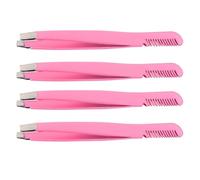 Ciieeo 4 Piezas Pinzas de Maquillaje de Acero Inoxidable Rosa, Pinzas de Cejas Peine para Dar Forma Cejas, Herramienta de Maquillaje Ligera y Ergonómica