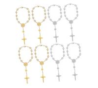 Ciieeo 4 Pulseras De Rosario De Rosario De Perlas De Imitación Al Por Mayor Cadena De Oración De Mano