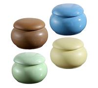 Ciieeo 4piezas Tarros Cerámicos Pequeños Con Tapa Recipientes Portátiles Para Almacenamiento De Té Pomada y Polvo Diseño Sellado y Práctico Colores Pastel Variados Para Organización Domés