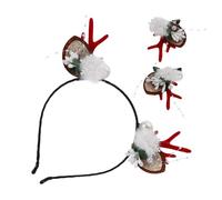 Ciieeo 4piezas Tocado de Reno Navideño con Cuernos de Ciervo Pinzas Pelo Festivas Diadema de Copo para Fiestas de Navidad Accesorios Cabello