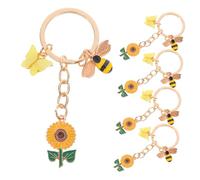 Ciieeo 5 Piezas Anillo De Llave De Girasol Encantos De Abeja De Esmalte Favores De Fiesta De Encanto De La Bolsa Colgante De Abeja Esmaltada Llavero De Animales Aleación De Zinc