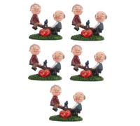 Ciieeo 5 Piezas Figurita Ancianos Resina Decoración Romántica Hogar Oficina Día Padres Aniversario San Valentín Adorno Coche Mesa Escritorio