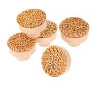 Ciieeo 5 piezas Ganchos Redondos de Ratán Natural Unidades Colgadores Decorativos Rústicos para Llaves Bolsas y Toallas Resistentes y Versátiles para Hogar Oficina y Tienda Estilo