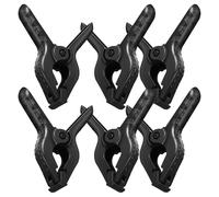 Ciieeo 6 Abrazaderas para Fondo de Fotografía Grandes de Plástico Negro 10 Cm Resorte Fuerte, Clip de Soporte Versátil para Estudio, Manualidades y Decoración de Fondos