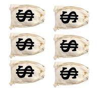 Ciieeo 6 Bolsas de Almacenamiento Cordón Símbolo Dólar 17X24 CM para Obsequio y Decoración en Fiestas de Vaqueros y Piratas