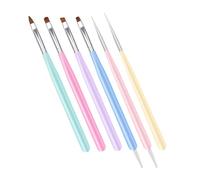 Ciieeo 6 Pinceles para Decoración de Uñas Doble Punta, Colores Pastel, Plástico Resistente, Kit de Arte de Uñas DIY para Manicura en Casa y Salones Profesionales