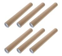 Ciieeo 6 Tubos de Cartón Kraft 45mm X 40cm Tapas, Tubos de Envío Resistentes y Portapergaminos para Carteles, Caligrafía y Obras de Arte, Contenedores de Almacenamiento Multifuncionales