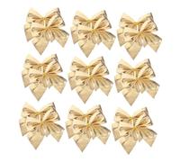 Ciieeo 60 Mini Lazos de Navidad para decoración de árboles, Lazos pequeños Dorados para Coronas, guirnaldas, Envoltura Regalos, Hechos a Mano, Resistentes a la decoloración, Adornos navideños
