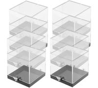 Ciieeo 8 piezas Caja Organizadora Transparente Cuadrada Estuche de Almacenamiento Seguro para Minerales Joyas y Colecciones Base Negra Portátil y Duradero para Uso Hogar y Tienda