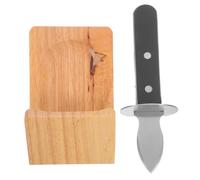 Ciieeo Abridor de Ostras Inoxidable con Soporte de Madera Herramienta de Cocina para Ostras y Mejillones para y Restaurantes