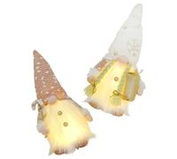 Ciieeo Adorno de Navidad Luces Led, Muñeco Rudolph Pequeño de Tela y Algodón PP, Decoración Navideña para Habitación y Ventana, Pack 2 Piezas (Modelo Masculino y Femenino)