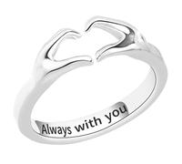 Ciieeo Anillo Abierto de Abrazo para Mujer Forma de Corazón Anillo Minimalista de Joyería de Moda Color Blanco Plateado Obsequio Adecuado para Compromiso y Ocasiones Obsequios