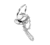 Ciieeo Anillo de Cadena, Anillo de Corazón Roto para Mujer, Estilo Chic, Cobre, Ajustable, Plata, para Mujeres y Amigas, para Reuniones y Club