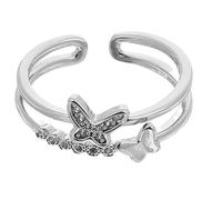 Ciieeo Anillo Elegante y Único de Doble Capa Ajustable para Mujer en Cobre y Plata Diseño de Insecto para Ocasión de Graduación o Navidad