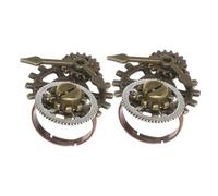 Ciieeo Anillos de Engranaje de Reloj Steampunk Dorados, 2 Piezas