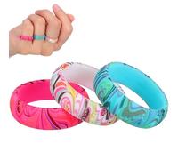 Ciieeo Anillos de Silicona para Boda Mujer 5,7 Mm Ancho Diseño Paisley 3 Colores Estilo Bohemio Banda Fina Goma para Alianzas Uso Diario y Regalos de Boda