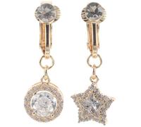 Ciieeo Aro de Vientre Falso sin Perforación Estrella de Circonita de Cinco Puntas Anillo para Ombligo Clip Dorado Joyería Ligera para Fiestas y Uso Diario Mujer