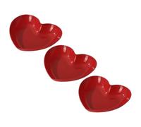 Ciieeo Bandeja de Postres en Forma de Corazón Rojo, Reutilizable Pp, 3 Piezas para Servir Frutas y Snacks en Decoración de Mesa Elegante