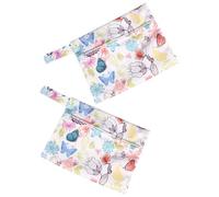 Ciieeo Bolsa para Toallas Sanitarias 2 Piezas Tamaño 14X18 CM Bolsa Pequeña para Guardar Compresas Higiénicas Diseño Estampado Colorido Portátil y Multiusos para Uso Exterior y Viajes