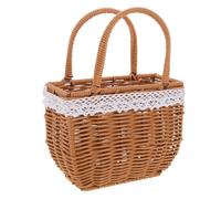 Ciieeo Bolso de Mano Tejido de Mimbre para Mujer 24x18.5x8.5 Cm Color Natural Decoración de Cuerda, Cesta Vacía Versátil para Obsequio, Boda y Uso Diario