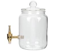 Ciieeo Bote de Vidrio para Vino con Grifo de Cobre Tarro Hermético Grande para Bebidas Recipiente Transparente Seguro y Resistente para Cocina y Fiestas