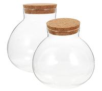 Ciieeo Botella de Vidrio Transparente para Terrario 13 CM Tapón de Corcho, Tarro Ecológico Hermético para Ecosistema de Plantas de Interior y Decoración de Escritorio