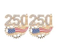 Ciieeo Broche Conmemorativo de Aleación Dorada Diseño Histórico y Piedras Brillantes para Uso Diario y Festividades del 4 de Julio en Estados Unidos, Paquete de 2