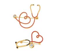 Ciieeo Broche de Aleación Forma de Corazón Diseño de Estetoscopio Set de 2 Piezas para Enfermeras y Médicos Accesorio Decorativo Médico Adecuado para Uniformes Profesionales
