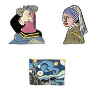 Ciieeo Broche de Arte Clásico Pintura al Óleo y Aleación Resistente, Set de 3 Piezas para Mujer, Accesorios de Ropa Elegantes para Bodas y Vida Diaria, Diseño Pin de Varios estilos