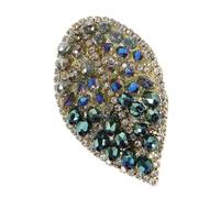 Ciieeo Broche de Hoja de Cristal Verde Gemas de Imitación Imperdible Decorativo para Mujer Accesorio Creativo para Vestidos Bufandas y Abrigos Complemento Femenino Elegante